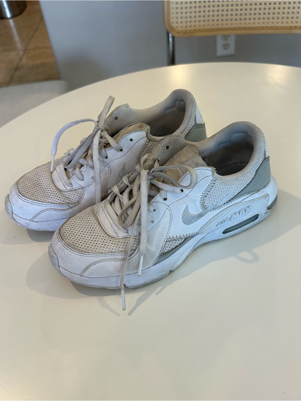 Nike White and Light Gray Air Max Athletic Sneakers